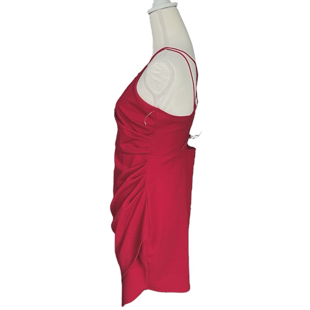 Windsor Faux Wrap Lace-Up Back Asymmetrical Dress | Size Large - Picture 2 of 11